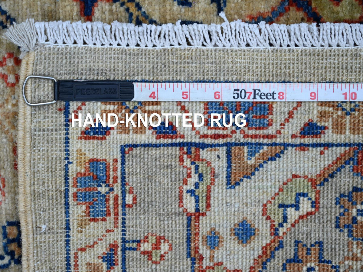 Peshawar Tribal & Geometric hand-knotted wool rug in Gray & Ivory, 4'1" x 6' — SKU O021232 (view 6)