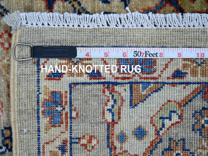Peshawar Tribal & Geometric hand-knotted wool rug in Gray & Ivory, 4'1" x 6' — SKU O021232 (view 6)
