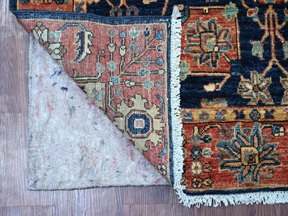 Blue 4'2" x 6'2" Tribal & Geometric Hand knotted Wool Rug - Sku: O021233