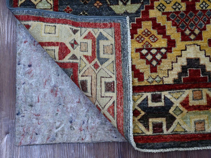 Blue 3'11" x 5'10" Tribal & Geometric Hand knotted Wool Rug - Sku: O021234