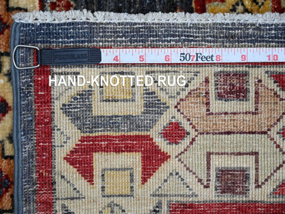 Blue 3'11" x 5'10" Tribal & Geometric Hand knotted Wool Rug - Sku: O021234