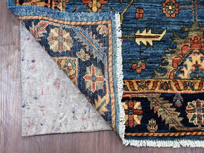 Blue 4'3" x 12'4" Tribal & Geometric Hand knotted Wool Rug - Sku: O021236