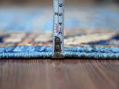 Blue 4'3" x 12'4" Tribal & Geometric Hand knotted Wool Rug - Sku: O021236