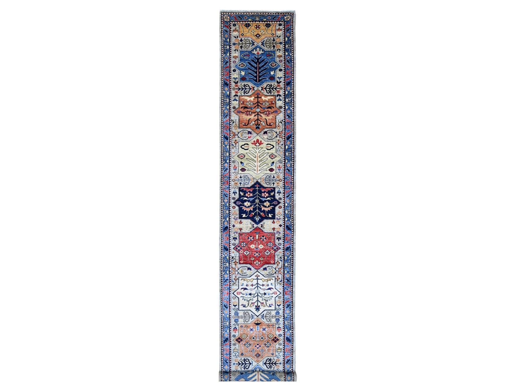 Grey 2'8" x 15'11" Oushak And Peshawar Hand knotted Wool Rug - Sku: O021237