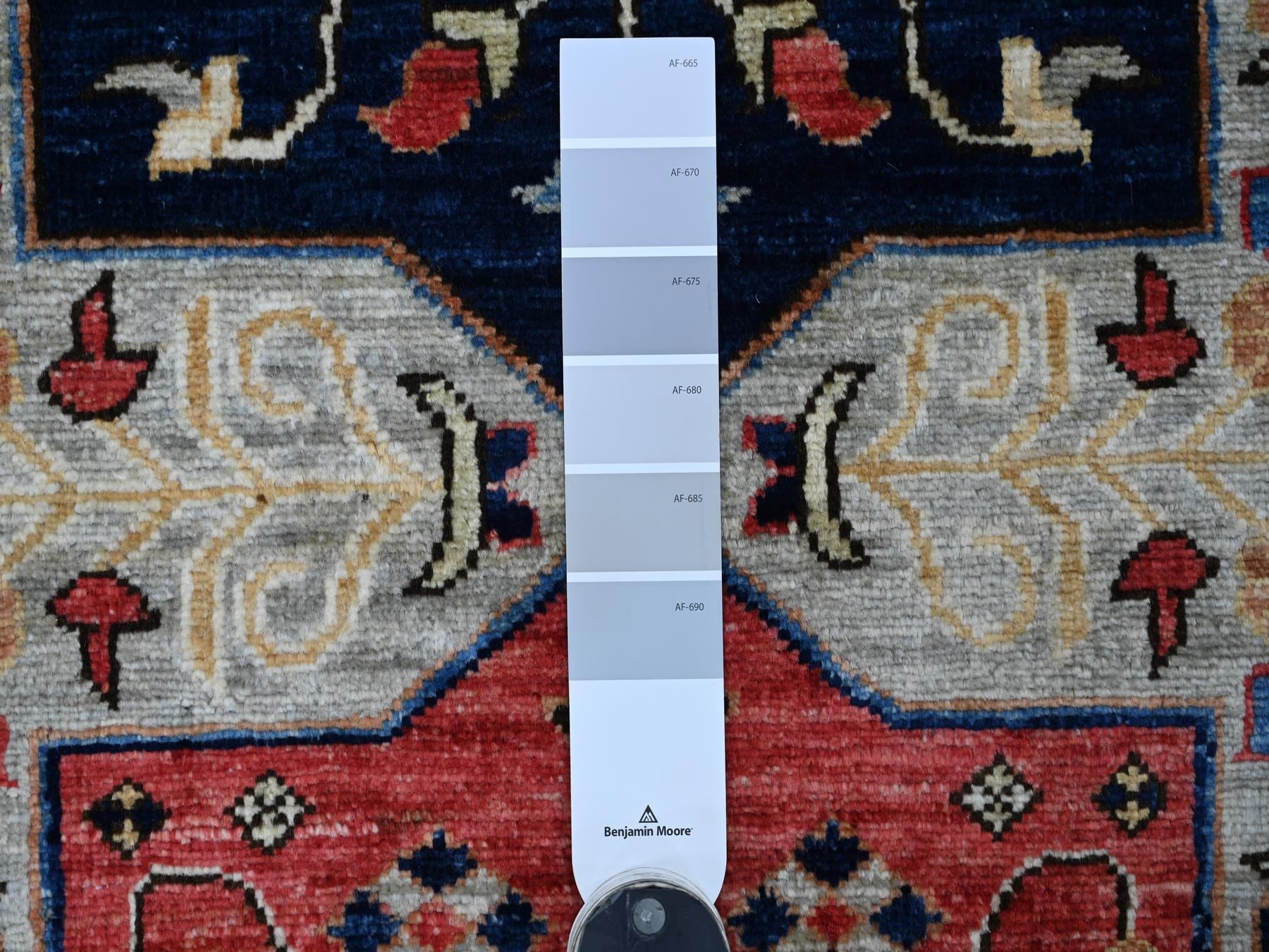 Peshawar Oushak hand-knotted wool runner in Gray & Blue, 2'8" x 15'11" — SKU O021237 (view 3)