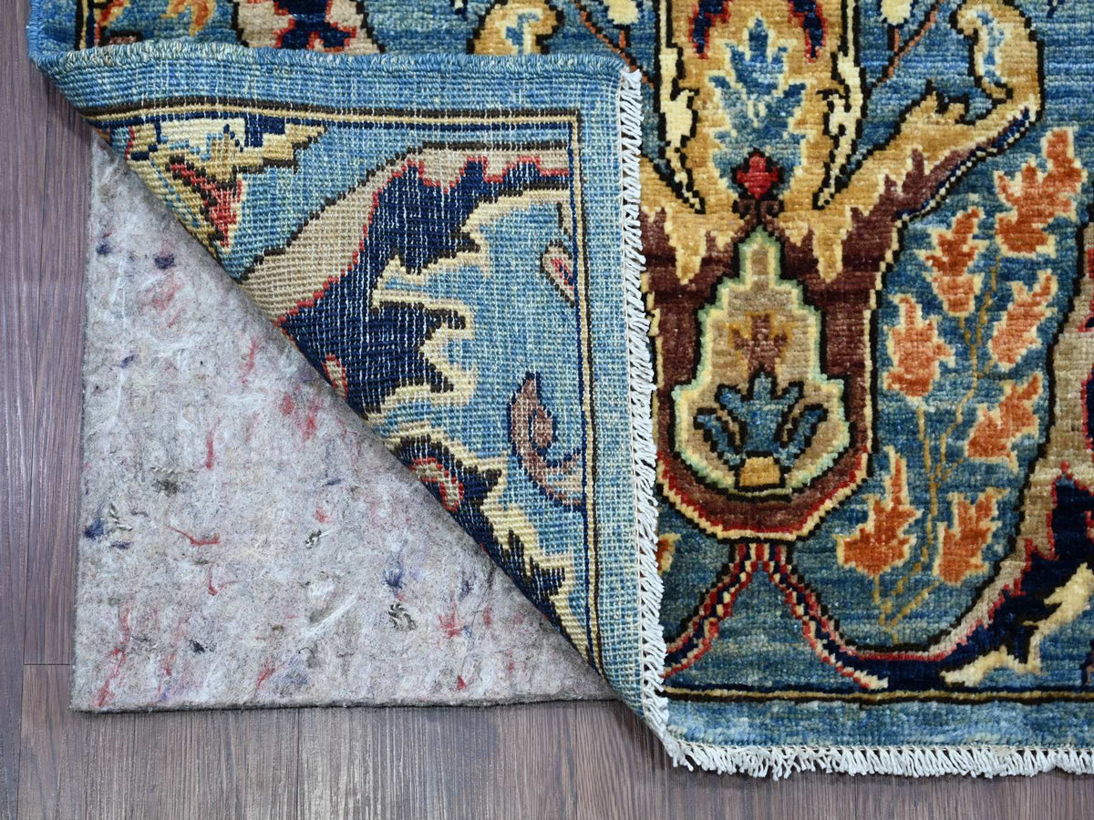 Tribal & Geometric hand-knotted wool runner in Blue, 2'8" x 16' — SKU O021239 (view 2)