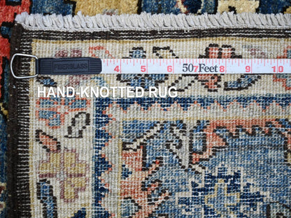 Blue 2'8" x 9'11" Tribal & Geometric Hand knotted Wool Rug - Sku: O021242