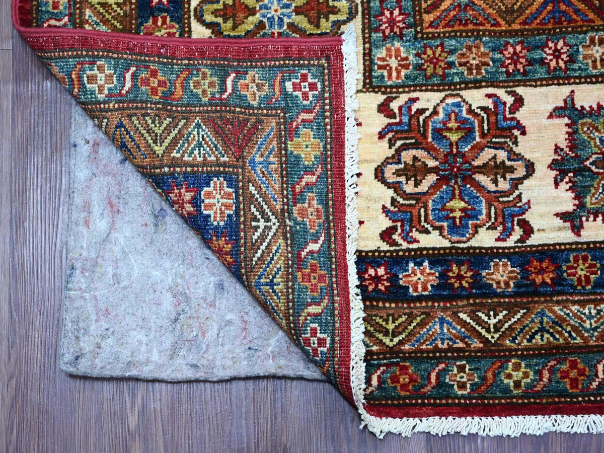 Kazak Tribal & Geometric hand-knotted wool rug in Red & Ivory, 8'3" x 9'9" — SKU O021245 (view 4)