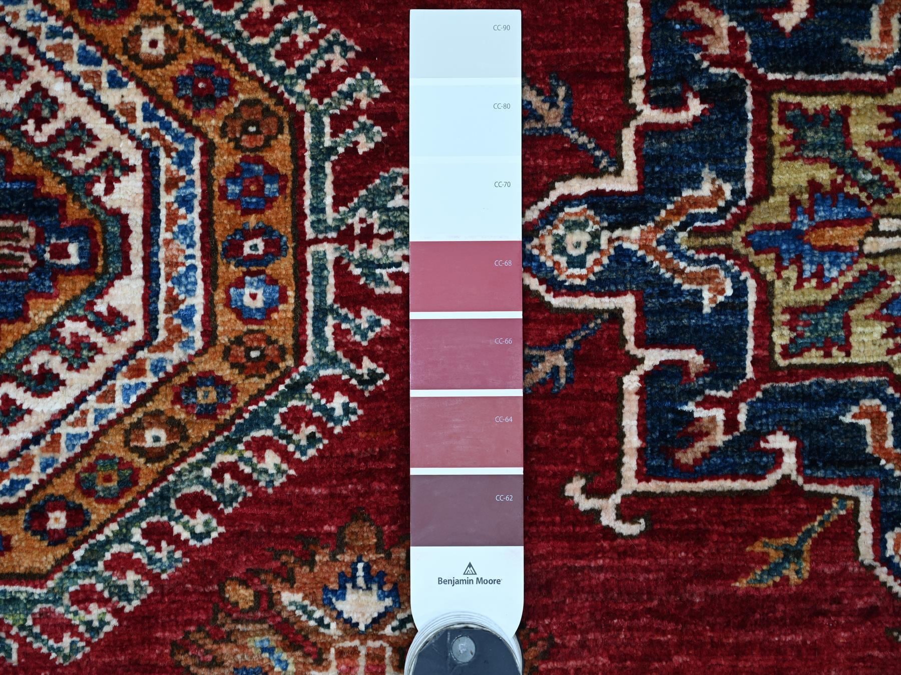Kazak Tribal & Geometric hand-knotted wool rug in Red & Ivory, 8'3" x 9'9" — SKU O021245 (view 7)