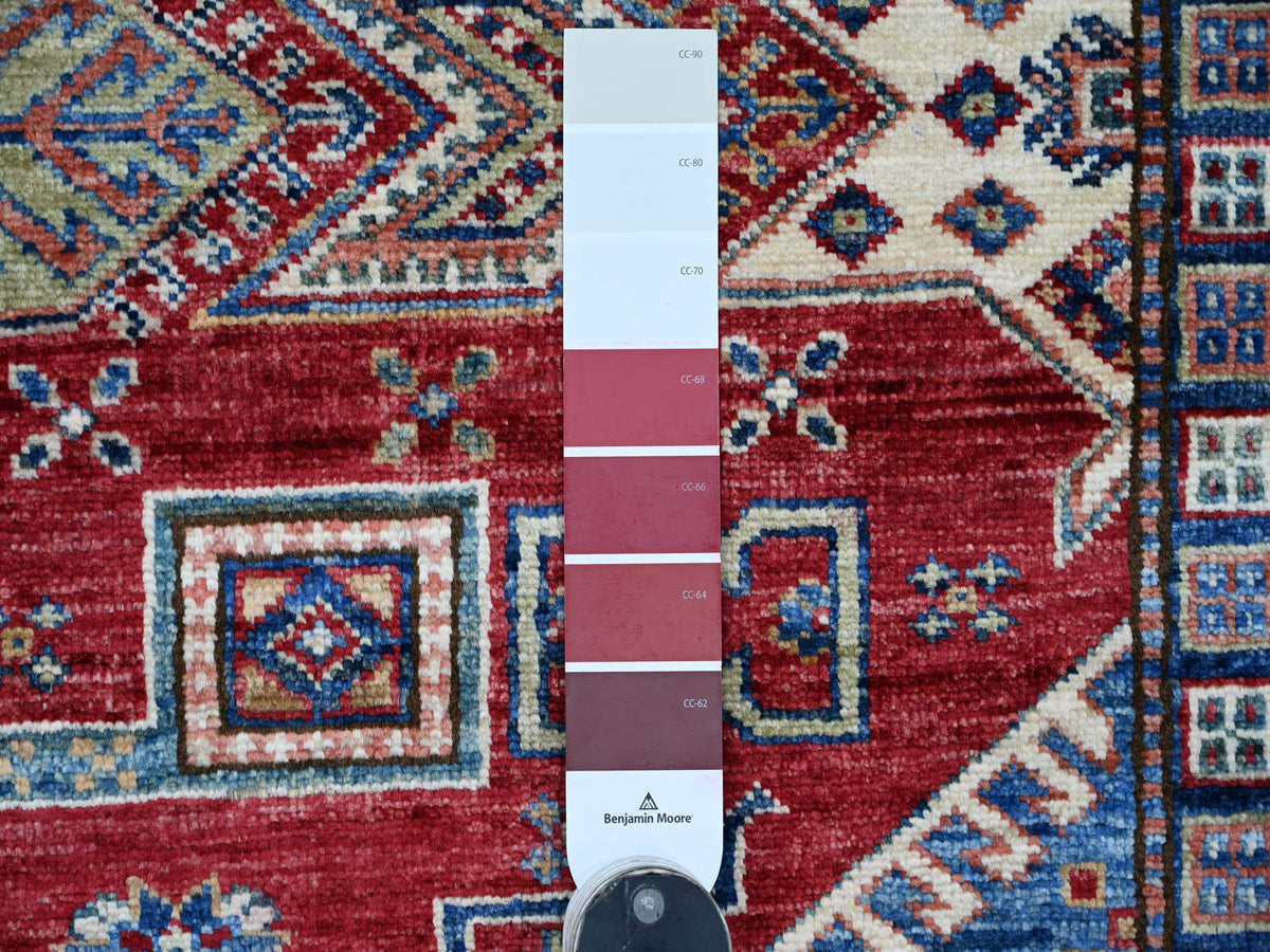 Kazak Tribal & Geometric hand-knotted wool rug in Red & Ivory, 8'1" x 9'11" — SKU O021247 (view 7)