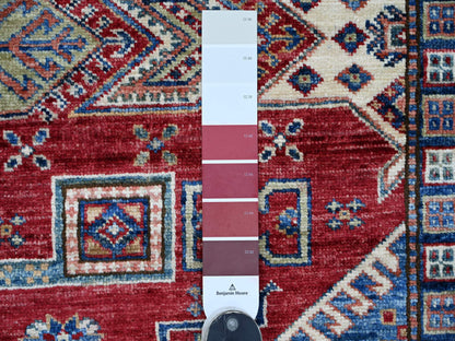 Kazak Tribal & Geometric hand-knotted wool rug in Red & Ivory, 8'1" x 9'11" — SKU O021247 (view 7)