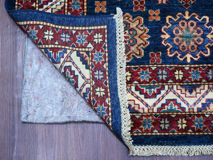 Blue 8'0" x 10'10" Tribal & Geometric Hand knotted Wool Rug - Sku: O021248