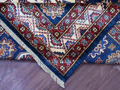 Blue 8'0" x 10'10" Tribal & Geometric Hand knotted Wool Rug - Sku: O021248