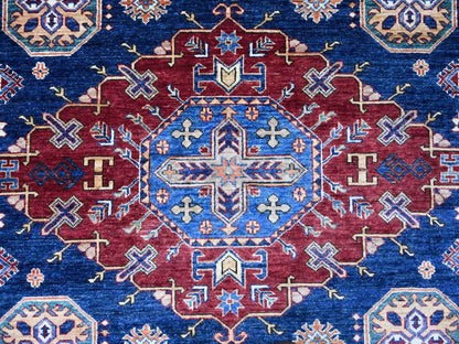 Blue 8'0" x 10'10" Tribal & Geometric Hand knotted Wool Rug - Sku: O021248
