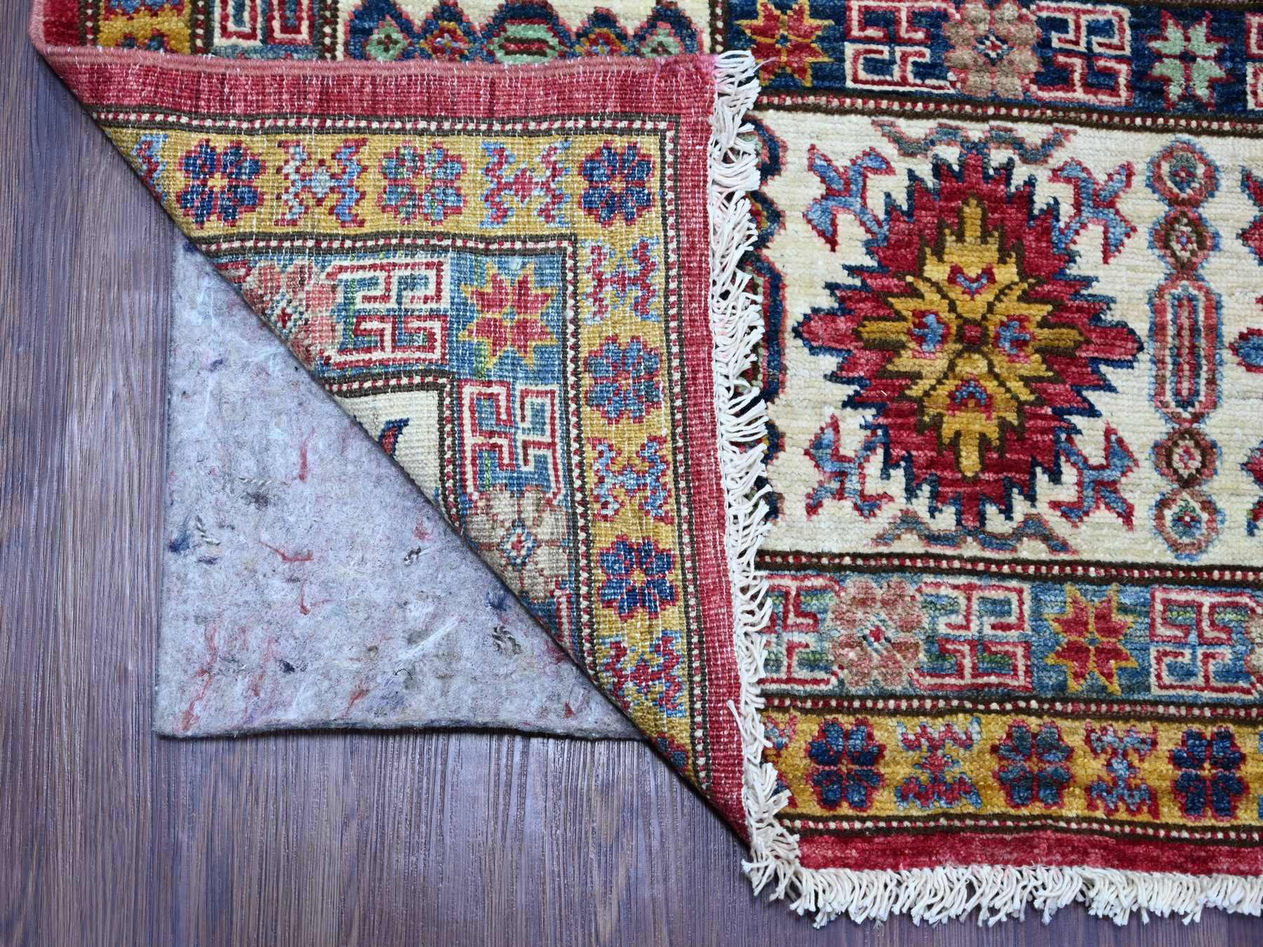 Kazak Tribal & Geometric hand-knotted wool rug in Red & Ivory, 8'1" x 9'8" — SKU O021249 (view 4)