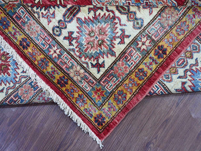 Kazak Tribal & Geometric hand-knotted wool rug in Red & Ivory, 8'1" x 9'8" — SKU O021249 (view 6)