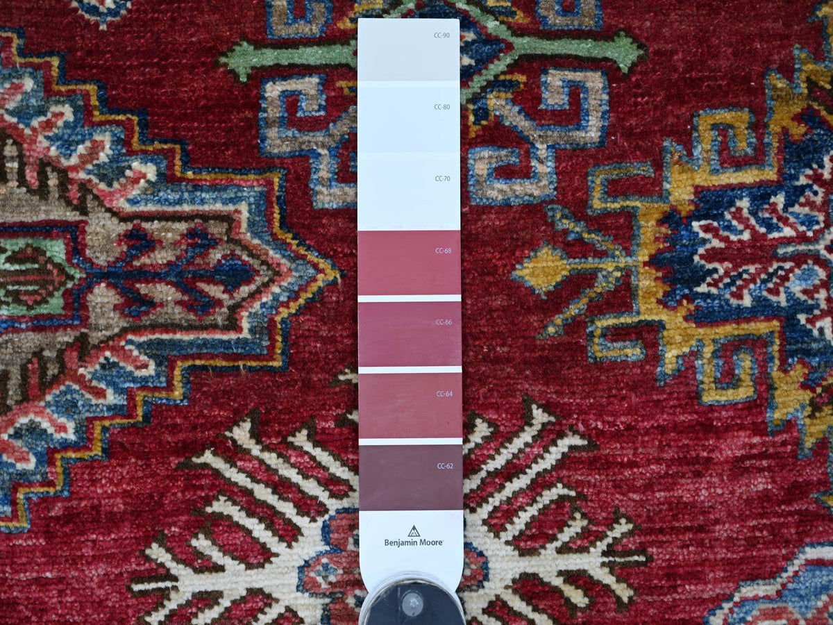 Kazak Tribal & Geometric hand-knotted wool rug in Red & Ivory, 8'1" x 9'8" — SKU O021249 (view 7)