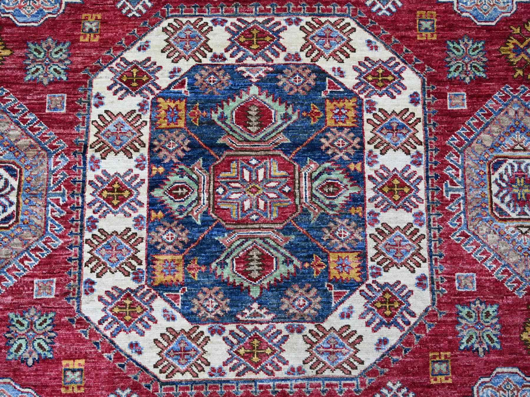 Kazak Tribal & Geometric hand-knotted wool rug in Red & Ivory, 8'1" x 9'8" — SKU O021249 (view 8)