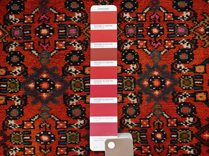 Tribal & Geometric hand-knotted wool runner in Red & Ivory, 2'8" x 9'7" — SKU O02124 (view 4)