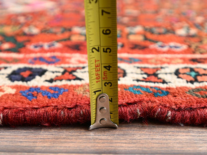 Red 2'8" x 9'7" Tribal & Geometric Hand knotted Wool Rug - Sku: O02124