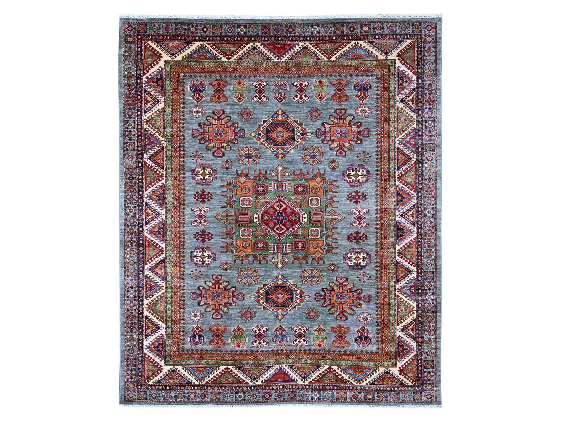 Grey 8'0" x 9'7" Tribal & Geometric Hand knotted Wool Rug - Sku: O021250