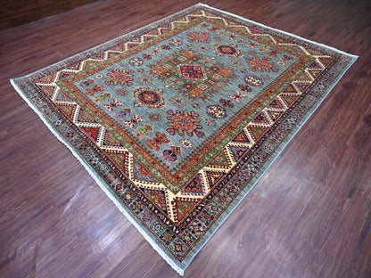 Grey 8'0" x 9'7" Tribal & Geometric Hand knotted Wool Rug - Sku: O021250