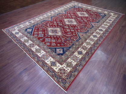 Red 8'9" x 12'6" Tribal & Geometric Hand knotted Wool Rug - Sku: O021253