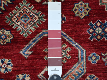 Kazak Tribal & Geometric hand-knotted wool rug in Red & Ivory, 8'9" x 12'6" — SKU O021253 (view 7)