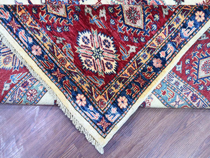 Ivory 8'7" x 11'11" Tribal & Geometric Hand knotted Wool Rug - Sku: O021256