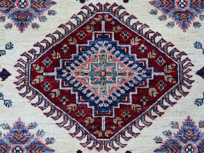 Kazak Tribal & Geometric hand-knotted wool rug in Ivory & Red, 8'7" x 11'11" — SKU O021256 (view 8)