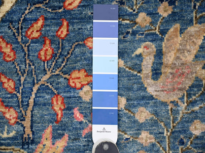 Blue 8'11" x 11'8" Oushak And Peshawar Hand knotted Wool Rug - Sku: O021258
