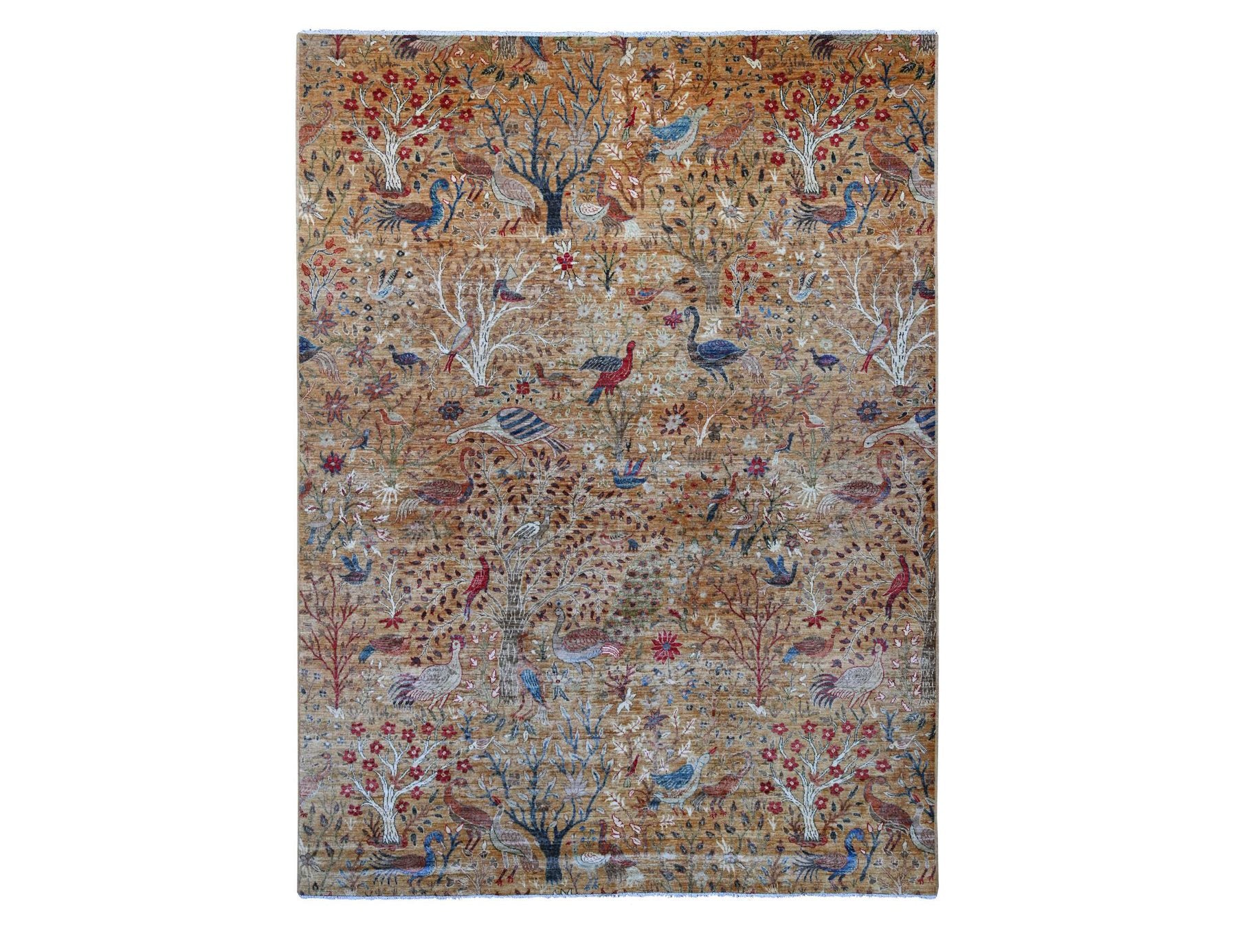 Brown 8'10" x 11'10" Oushak And Peshawar Hand knotted Wool Rug - Sku: O021259