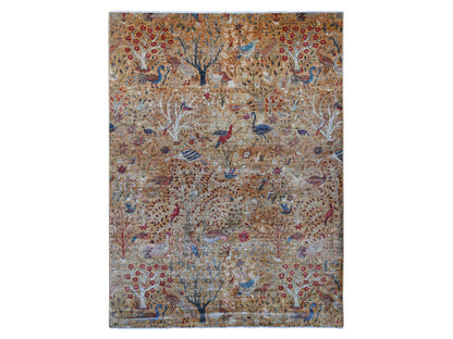 Brown 8'10" x 11'10" Oushak And Peshawar Hand knotted Wool Rug - Sku: O021259