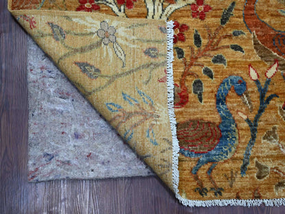 Brown 8'10" x 11'10" Oushak And Peshawar Hand knotted Wool Rug - Sku: O021259