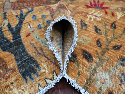 Brown 8'10" x 11'10" Oushak And Peshawar Hand knotted Wool Rug - Sku: O021259