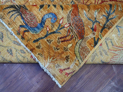 Brown 8'10" x 11'10" Oushak And Peshawar Hand knotted Wool Rug - Sku: O021259