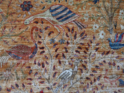 Brown 8'10" x 11'10" Oushak And Peshawar Hand knotted Wool Rug - Sku: O021259