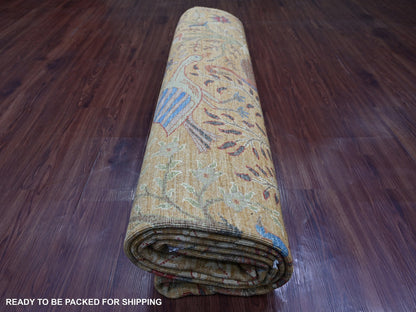 Brown 8'10" x 11'10" Oushak And Peshawar Hand knotted Wool Rug - Sku: O021259