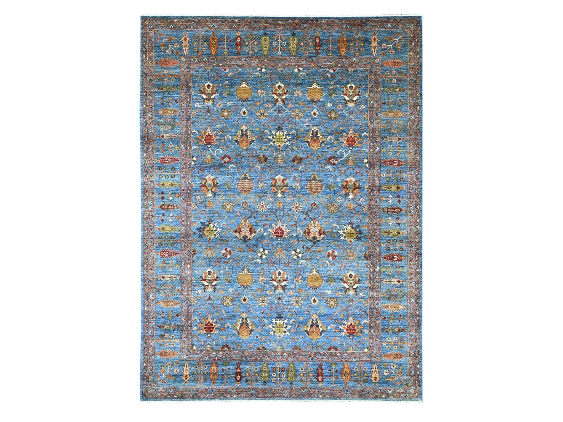 Blue 8'10" x 11'10" Tribal & Geometric Hand knotted Wool Rug - Sku: O021260