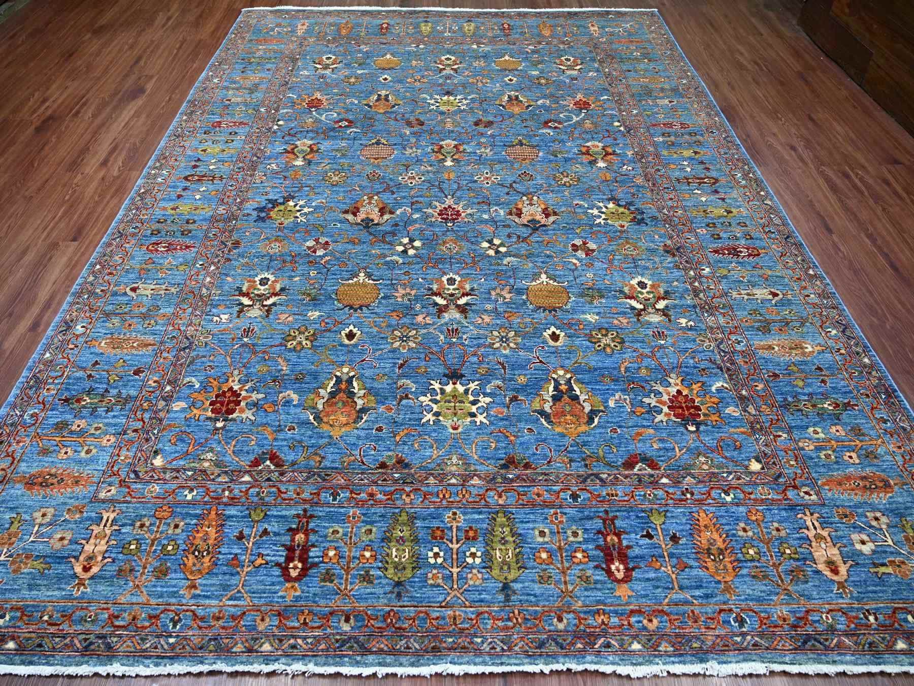 Blue 8'10" x 11'10" Tribal & Geometric Hand knotted Wool Rug - Sku: O021260