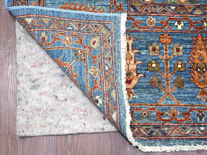 Blue 8'10" x 11'10" Tribal & Geometric Hand knotted Wool Rug - Sku: O021260