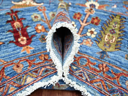 Blue 8'10" x 11'10" Tribal & Geometric Hand knotted Wool Rug - Sku: O021260