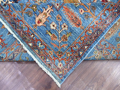 Blue 8'10" x 11'10" Tribal & Geometric Hand knotted Wool Rug - Sku: O021260