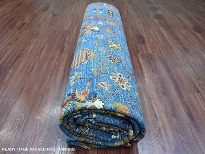 Blue 8'10" x 11'10" Tribal & Geometric Hand knotted Wool Rug - Sku: O021260