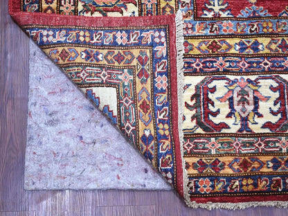 Kazak Tribal & Geometric hand-knotted wool rug in Red & Ivory, 9' x 11'11" — SKU O021261 (view 4)