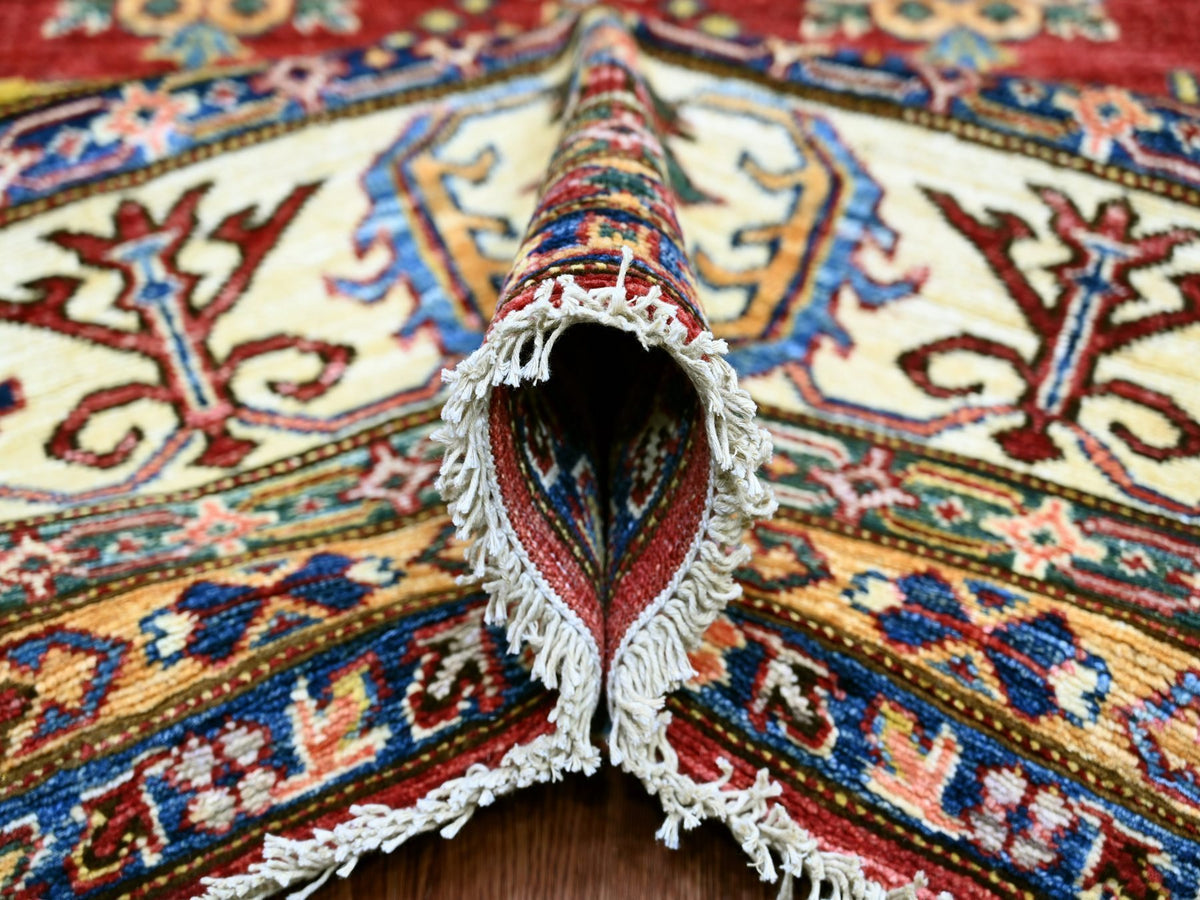 Kazak Tribal & Geometric hand-knotted wool rug in Red & Ivory, 9' x 11'11" — SKU O021261 (view 5)
