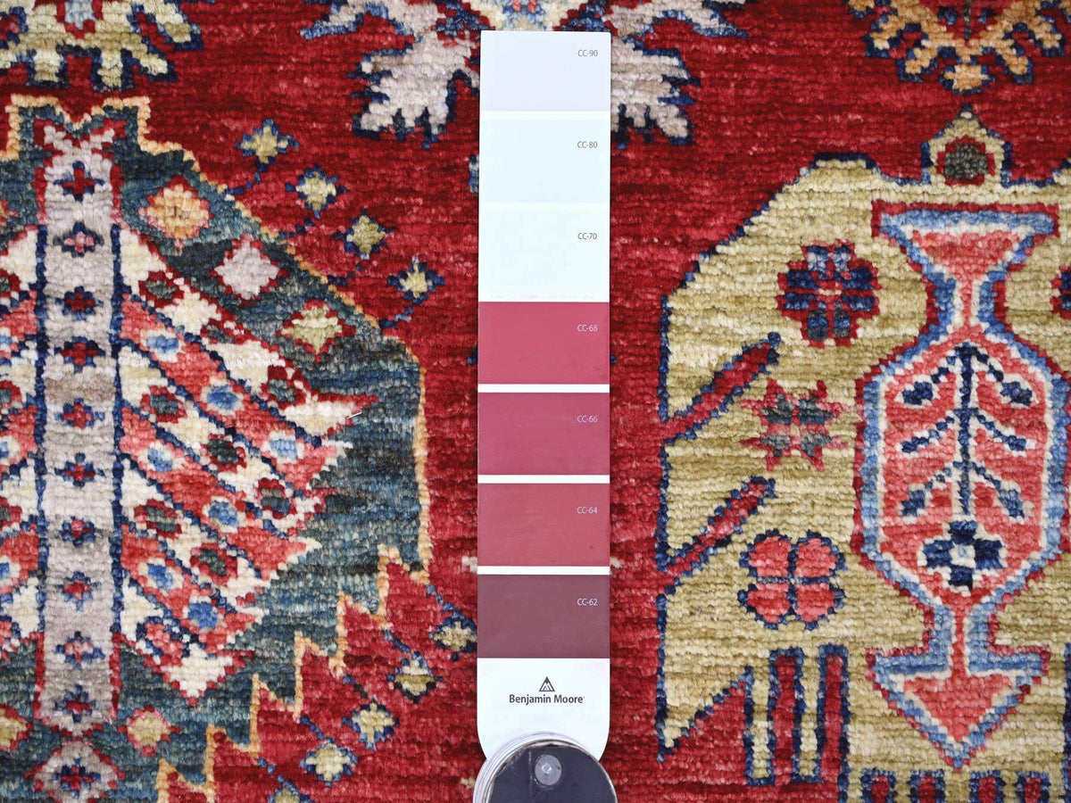 Kazak Tribal & Geometric hand-knotted wool rug in Red & Ivory, 9' x 11'11" — SKU O021261 (view 7)
