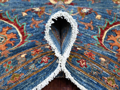 Blue 9'1" x 12'2" Tribal & Geometric Hand knotted Wool Rug - Sku: O021262