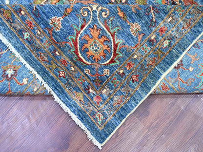 Blue 9'1" x 12'2" Tribal & Geometric Hand knotted Wool Rug - Sku: O021262
