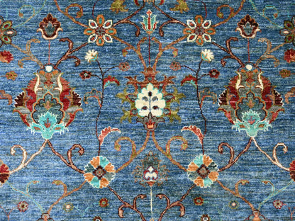 Blue 9'1" x 12'2" Tribal & Geometric Hand knotted Wool Rug - Sku: O021262